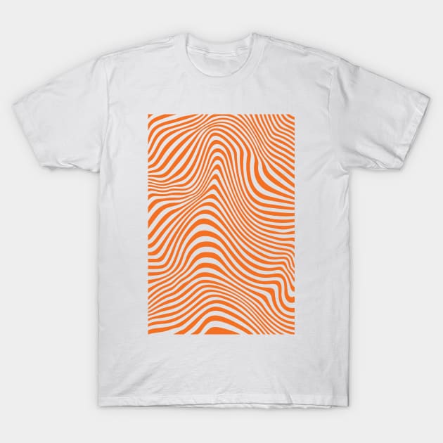 Orange Liquid Marble 70s Retro Op Art T-Shirt by Inogitna Designs